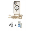 MARSİLYAN™- iPhone 11 Kılıf Eksen Özel Seri - Şeffaf Royal Nano Ekran Koruyucu + Raze Metal Kamera Lens - GS