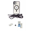 MARSİLYAN™- iPhone 11 Kılıf Eksen Özel Seri - Şeffaf Royal Nano Ekran Koruyucu + Renkli Kamera Lens Koruma Cam - TU