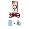 MARSİLYAN™- iPhone 11 Kılıf Eksen Özel Seri - Şeffaf Royal Nano Ekran Koruyucu + Neon Fosforlu Kamera Lens - TU