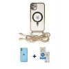 MARSİLYAN™- iPhone 11 Kılıf Eksen Özel Seri - Şeffaf Royal Nano Ekran Koruyucu + Neon Fosforlu Kamera Lens - YL