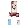 MARSİLYAN™- iPhone 11 Kılıf Eksen Özel Seri - Şeffaf Uv Polymer Nano Ekran Koruyucu + Neon Fosforlu Kamera Lens - MI