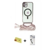 MARSİLYAN™- iPhone 11 Kılıf Eksen Özel Seri - Şeffaf Uv Polymer Nano Ekran Koruyucu + Rainbow Kamera Lens Koruma Cam - KI