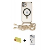 MARSİLYAN™- iPhone 11 Kılıf Eksen Özel Seri - Şeffaf Uv Polymer Nano Ekran Koruyucu + Rainbow Kamera Lens Koruma Cam - KI