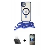 MARSİLYAN™- iPhone 11 Kılıf Eksen Özel Seri - Siyah 34D Hayalet Izgaralı Cam + Kamera Lens Koruma Cam - SF
