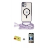 MARSİLYAN™- iPhone 11 Kılıf Eksen Özel Seri - Siyah 34D Hayalet Izgaralı Cam + Rainbow Kamera Lens Koruma Cam - KI