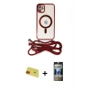 MARSİLYAN™- iPhone 11 Kılıf Eksen Özel Seri - Siyah 34D Hayalet Izgaralı Cam + Rainbow Kamera Lens Koruma Cam - KI