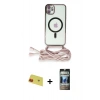 MARSİLYAN™- iPhone 11 Kılıf Eksen Özel Seri - Siyah 34D Hayalet Izgaralı Cam + Rainbow Kamera Lens Koruma Cam - KI