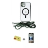 MARSİLYAN™- iPhone 11 Kılıf Eksen Özel Seri - Siyah 34D Hayalet Izgaralı Cam + Rainbow Kamera Lens Koruma Cam - KI