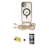 MARSİLYAN™- iPhone 11 Kılıf Eksen Özel Seri - Siyah 34D Hayalet Izgaralı Cam + Rainbow Kamera Lens Koruma Cam - KI