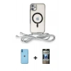 MARSİLYAN™- iPhone 11 Kılıf Eksen Özel Seri - Siyah 34D Hayalet Izgaralı Cam + Neon Fosforlu Kamera Lens - MI