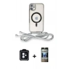 MARSİLYAN™- iPhone 11 Kılıf Eksen Özel Seri - Siyah 34D Hayalet Izgaralı Cam + PVD Metal Kamera Lens - MI