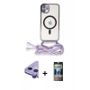 MARSİLYAN™- iPhone 11 Kılıf Eksen Özel Seri - Siyah 34D Hayalet Izgaralı Cam + Raze Metal Kamera Lens - MR