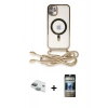 MARSİLYAN™- iPhone 11 Kılıf Eksen Özel Seri - Siyah 34D Hayalet Izgaralı Cam + Pers Alüminyum Kamera Lens - YL