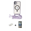 MARSİLYAN™- iPhone 11 Kılıf Eksen Özel Seri - Siyah 34D Hayalet Izgaralı Cam + Renkli Kamera Lens Koruma Cam - SI