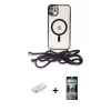MARSİLYAN™- iPhone 11 Kılıf Eksen Özel Seri - Siyah 34D Hayalet Izgaralı Cam + Renkli Kamera Lens Koruma Cam - SI