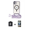 MARSİLYAN™- iPhone 11 Kılıf Eksen Özel Seri - Siyah 34D Hayalet Izgaralı Cam + PVD Metal Kamera Lens - SH