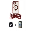 MARSİLYAN™- iPhone 11 Kılıf Eksen Özel Seri - Siyah 34D Hayalet Izgaralı Cam + PVD Metal Kamera Lens - SH