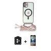MARSİLYAN™- iPhone 11 Kılıf Eksen Özel Seri - Siyah 34D Hayalet Izgaralı Cam + PVD Metal Kamera Lens - SH