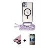 MARSİLYAN™- iPhone 11 Kılıf Eksen Özel Seri - Siyah 34D Hayalet Izgaralı Cam + Raze Metal Kamera Lens - SH