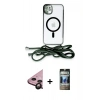 MARSİLYAN™- iPhone 11 Kılıf Eksen Özel Seri - Siyah 34D Hayalet Izgaralı Cam + Raze Metal Kamera Lens - SH