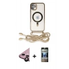 MARSİLYAN™- iPhone 11 Kılıf Eksen Özel Seri - Siyah 34D Hayalet Izgaralı Cam + Raze Metal Kamera Lens - SH