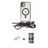 MARSİLYAN™- iPhone 11 Kılıf Eksen Özel Seri - Siyah 34D Hayalet Izgaralı Cam + Renkli Kamera Lens Koruma Cam - TU