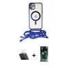 MARSİLYAN™- iPhone 11 Kılıf Eksen Özel Seri - Siyah 360 Mat Full Body Arka Koruyucu + Kamera Lens Koruma Cam - SF