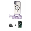 MARSİLYAN™- iPhone 11 Kılıf Eksen Özel Seri - Siyah 360 Mat Full Body Arka Koruyucu + Kamera Lens Koruma Cam - SF
