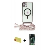 MARSİLYAN™- iPhone 11 Kılıf Eksen Özel Seri - Siyah 360 Mat Full Body Arka Koruyucu + Rainbow Kamera Lens Koruma Cam - KI