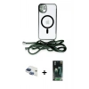 MARSİLYAN™- iPhone 11 Kılıf Eksen Özel Seri - Siyah 360 Mat Full Body Arka Koruyucu + Pers Alüminyum Kamera Lens - LT