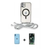 MARSİLYAN™- iPhone 11 Kılıf Eksen Özel Seri - Siyah 360 Mat Full Body Arka Koruyucu + Neon Fosforlu Kamera Lens - MI