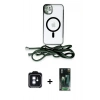 MARSİLYAN™- iPhone 11 Kılıf Eksen Özel Seri - Siyah 360 Mat Full Body Arka Koruyucu + PVD Metal Kamera Lens - MI
