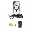 MARSİLYAN™- iPhone 11 Kılıf Eksen Özel Seri - Siyah 360 Mat Full Body Arka Koruyucu + Rainbow Kamera Lens Koruma Cam - KI