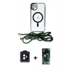 MARSİLYAN™- iPhone 11 Kılıf Eksen Özel Seri - Siyah 360 Mat Full Body Arka Koruyucu + PVD Metal Kamera Lens - SH