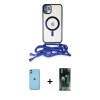 MARSİLYAN™- iPhone 11 Kılıf Eksen Özel Seri - Siyah 360 Mat Full Body Arka Koruyucu + Neon Fosforlu Kamera Lens - YL
