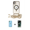 MARSİLYAN™- iPhone 11 Kılıf Eksen Özel Seri - Siyah 360 Mat Full Body Arka Koruyucu + Neon Fosforlu Kamera Lens - YL