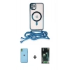 MARSİLYAN™- iPhone 11 Kılıf Eksen Özel Seri - Siyah 360 Mat Full Body Arka Koruyucu + Neon Fosforlu Kamera Lens - YL