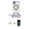 MARSİLYAN™- iPhone 11 Kılıf Eksen Özel Seri - Siyah 360 Mat Full Body Arka Koruyucu + Yeşil Renkli Kamera Lens Koruma Cam