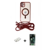 MARSİLYAN™- iPhone 11 Kılıf Eksen Özel Seri - Siyah 360 Mat Full Body Arka Koruyucu + Yeşil Renkli Kamera Lens Koruma Cam