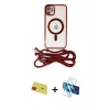 MARSİLYAN™- iPhone 11 Kılıf Eksen Özel Seri - Siyah 3D Antistatik Cam Ekran Koruyucu + Rainbow Kamera Lens Koruma Cam - KI