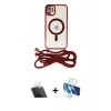 MARSİLYAN™- iPhone 11 Kılıf Eksen Özel Seri - Siyah 3D Antistatik Cam Ekran Koruyucu + Kamera Lens Koruma Cam - SF