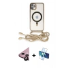 MARSİLYAN™- iPhone 11 Kılıf Eksen Özel Seri - Siyah 3D Antistatik Cam Ekran Koruyucu + Raze Metal Kamera Lens - SH