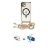 MARSİLYAN™- iPhone 11 Kılıf Eksen Özel Seri - Siyah 3D Antistatik Cam Ekran Koruyucu + Pers Alüminyum Kamera Lens - YL