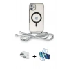 MARSİLYAN™- iPhone 11 Kılıf Eksen Özel Seri - Siyah 3D Antistatik Cam Ekran Koruyucu + Pers Alüminyum Kamera Lens - YL