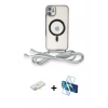 MARSİLYAN™- iPhone 11 Kılıf Eksen Özel Seri - Siyah 3D Antistatik Cam Ekran Koruyucu + Renkli Kamera Lens Koruma Cam - YL