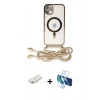 MARSİLYAN™- iPhone 11 Kılıf Eksen Özel Seri - Siyah 3D Antistatik Cam Ekran Koruyucu + Renkli Kamera Lens Koruma Cam - YL