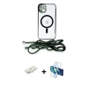 MARSİLYAN™- iPhone 11 Kılıf Eksen Özel Seri - Siyah 3D Antistatik Cam Ekran Koruyucu + Renkli Kamera Lens Koruma Cam - YL