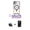 MARSİLYAN™- iPhone 11 Kılıf Eksen Özel Seri - Siyah 3D Antistatik Hayalet Cam Ekran Koruyucu + Kamera Lens Koruma Cam - SF
