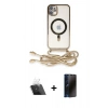 MARSİLYAN™- iPhone 11 Kılıf Eksen Özel Seri - Siyah 3D Antistatik Hayalet Cam Ekran Koruyucu + Kamera Lens Koruma Cam - SF