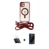 MARSİLYAN™- iPhone 11 Kılıf Eksen Özel Seri - Siyah 3D Antistatik Hayalet Cam Ekran Koruyucu + Kamera Lens Koruma Cam - SF